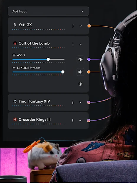 Mixline audio routing interface with application channels